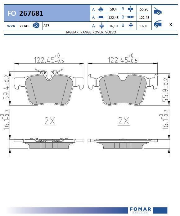 FOMAR Friction Brake pad set Article number: FO 267681 cheaply