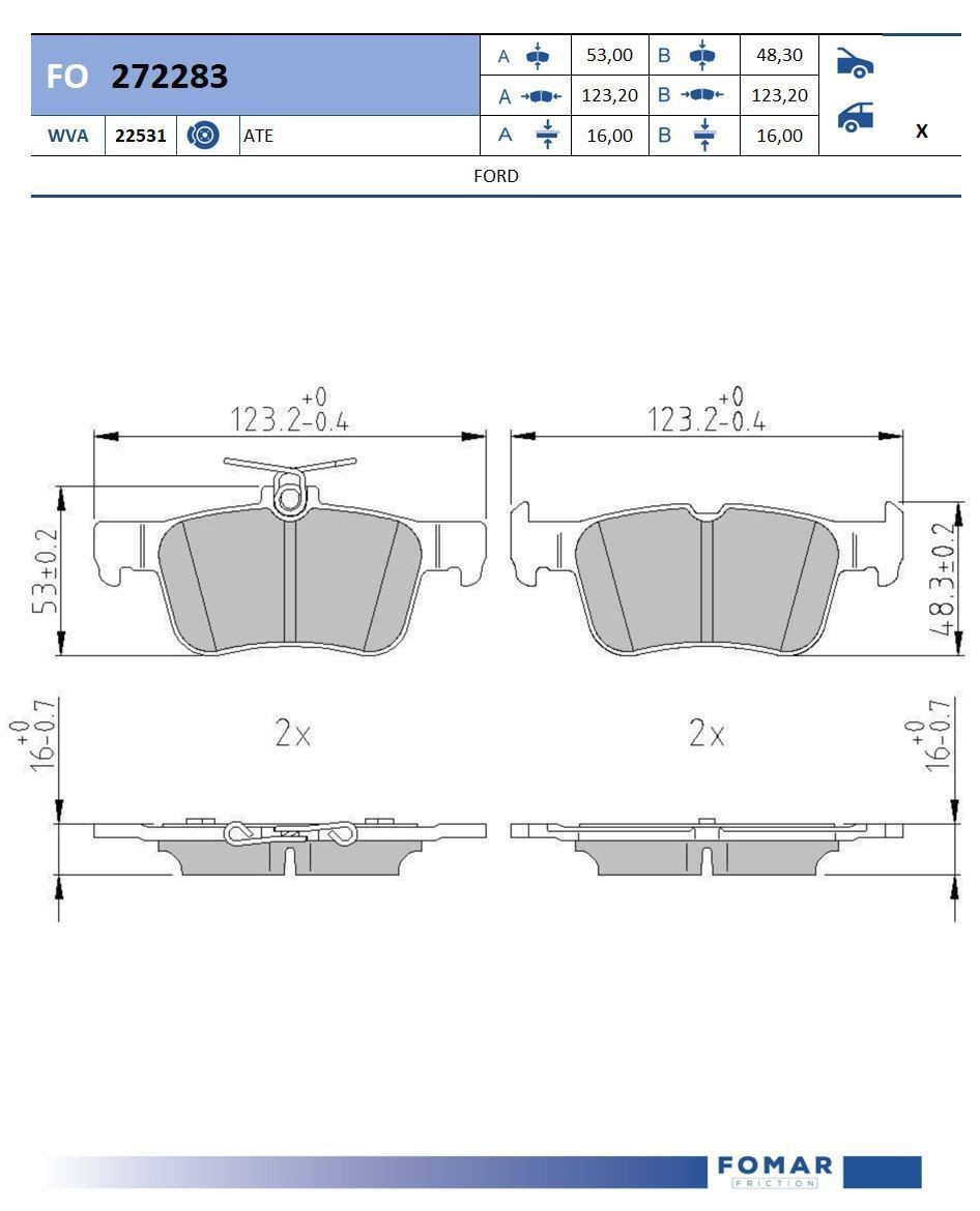 FOMAR Friction Brake pad set Article number: FO 272283 cheaply
