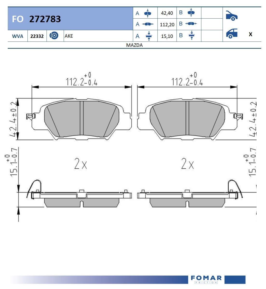 FOMAR Friction Piduriklotsid Artikli number: FO 272783 soodsalt