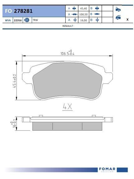 FOMAR Friction Brake pad set Article number: FO 278281 cheaply