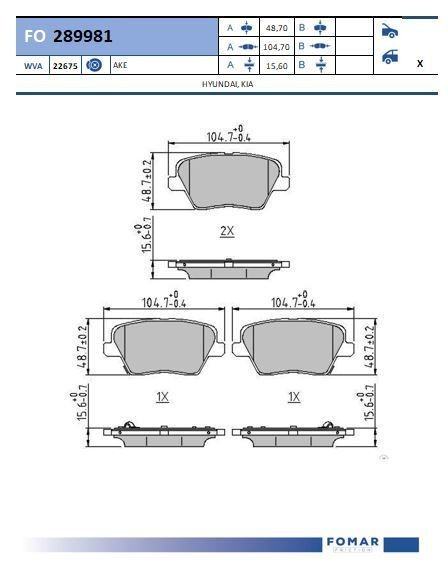 FOMAR Friction Brake pad set Article number: FO 289981 cheaply