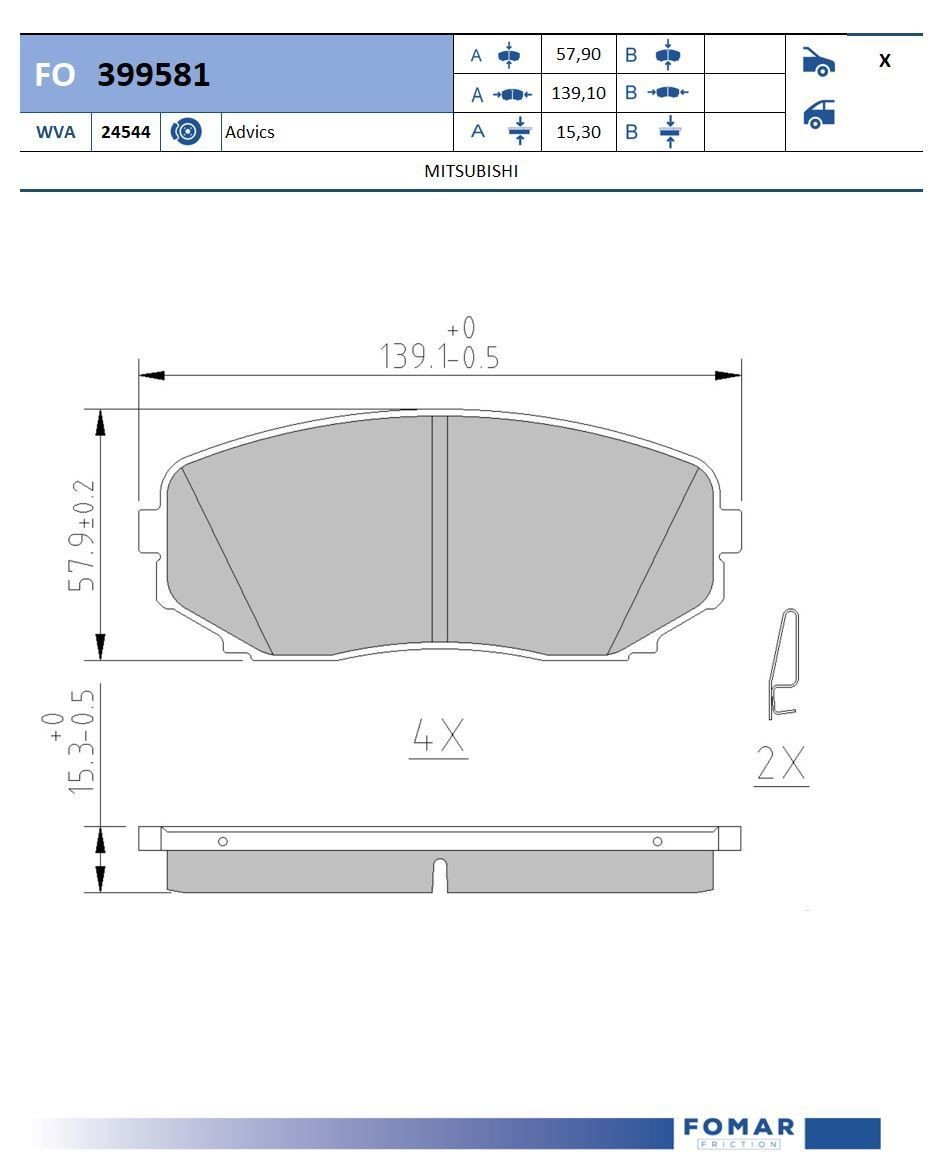 FOMAR Friction Brake pad set Article number: FO 399581 cheaply