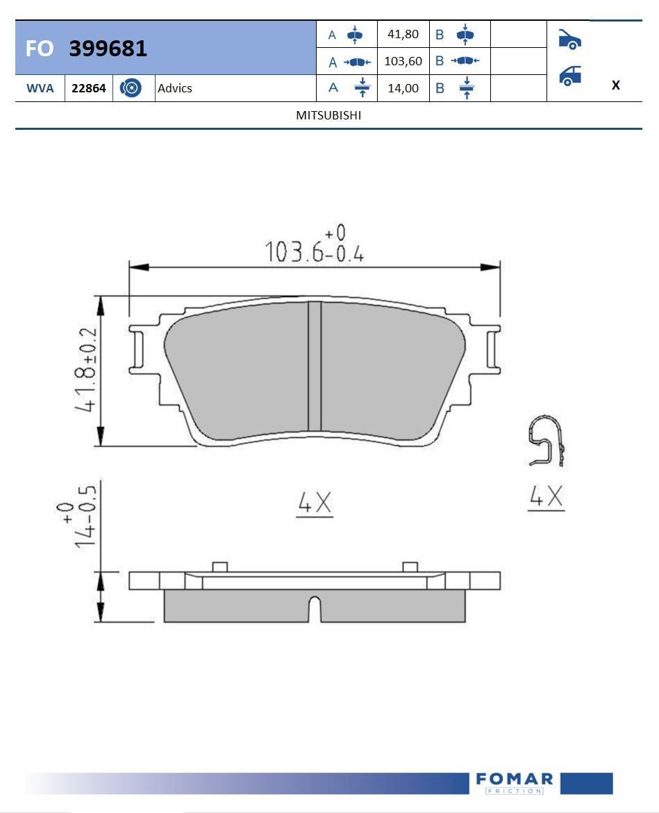 FOMAR Friction Piduriklotsid Artikli number: FO 399681 soodsalt