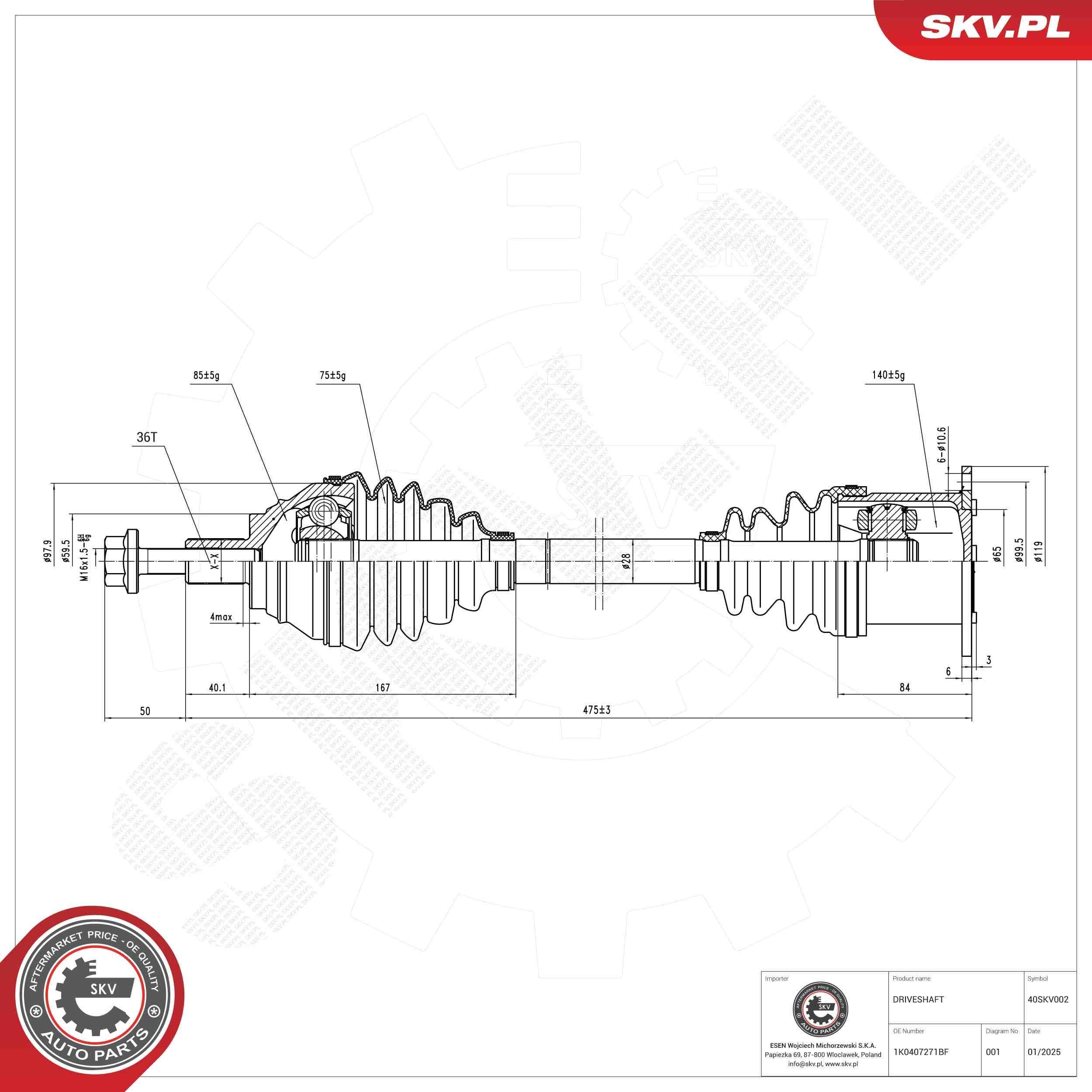 ESEN SKV 39SKV071 Juhtklapp, nukkvõlli asend CADDY 2.0 TDI 4motion 122 HP Diisel