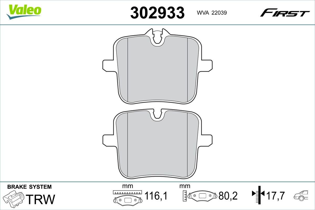 VALEO Brake pad set Article number: 302933 cheaply