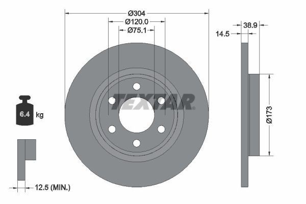 TEXTAR Brake disc Article number: 92352703 cheaply
