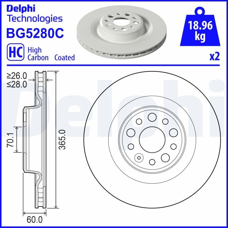 DELPHI Brake disc Article number: BG5280C cheaply