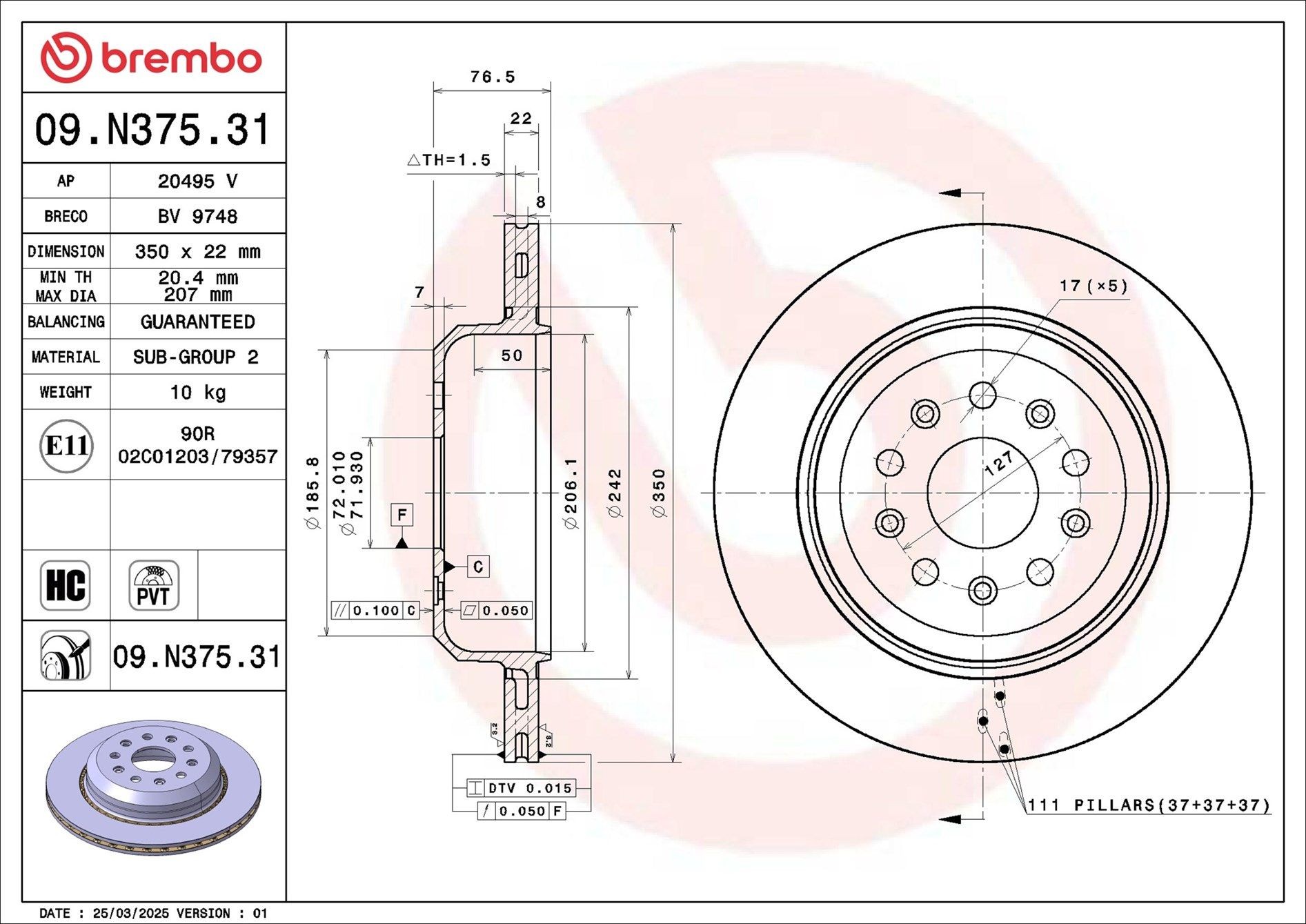 BREMBO Piduriketas Artikli number: 09.N375.31 soodsalt