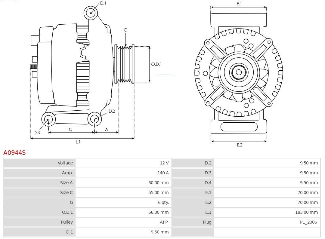 AS-PL Generaator Artikli number: A0944S soodsalt