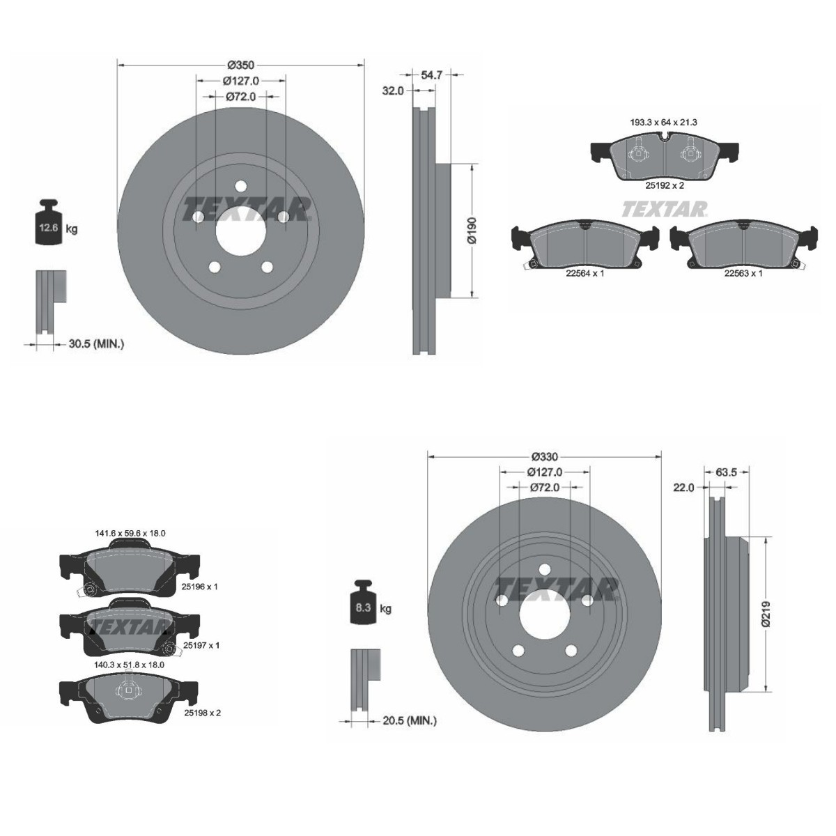 TEXTAR Brake discs and pads set Article number: TXR3405FR002 cheaply