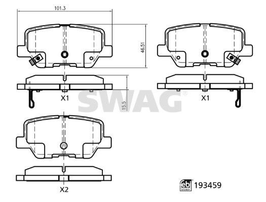 SWAG Brake pad set Article number: 33 11 1251 cheaply