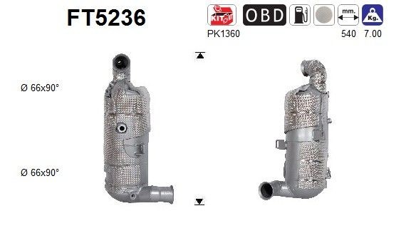 AS Diesel particulate filter Article number: FT5236 cheaply