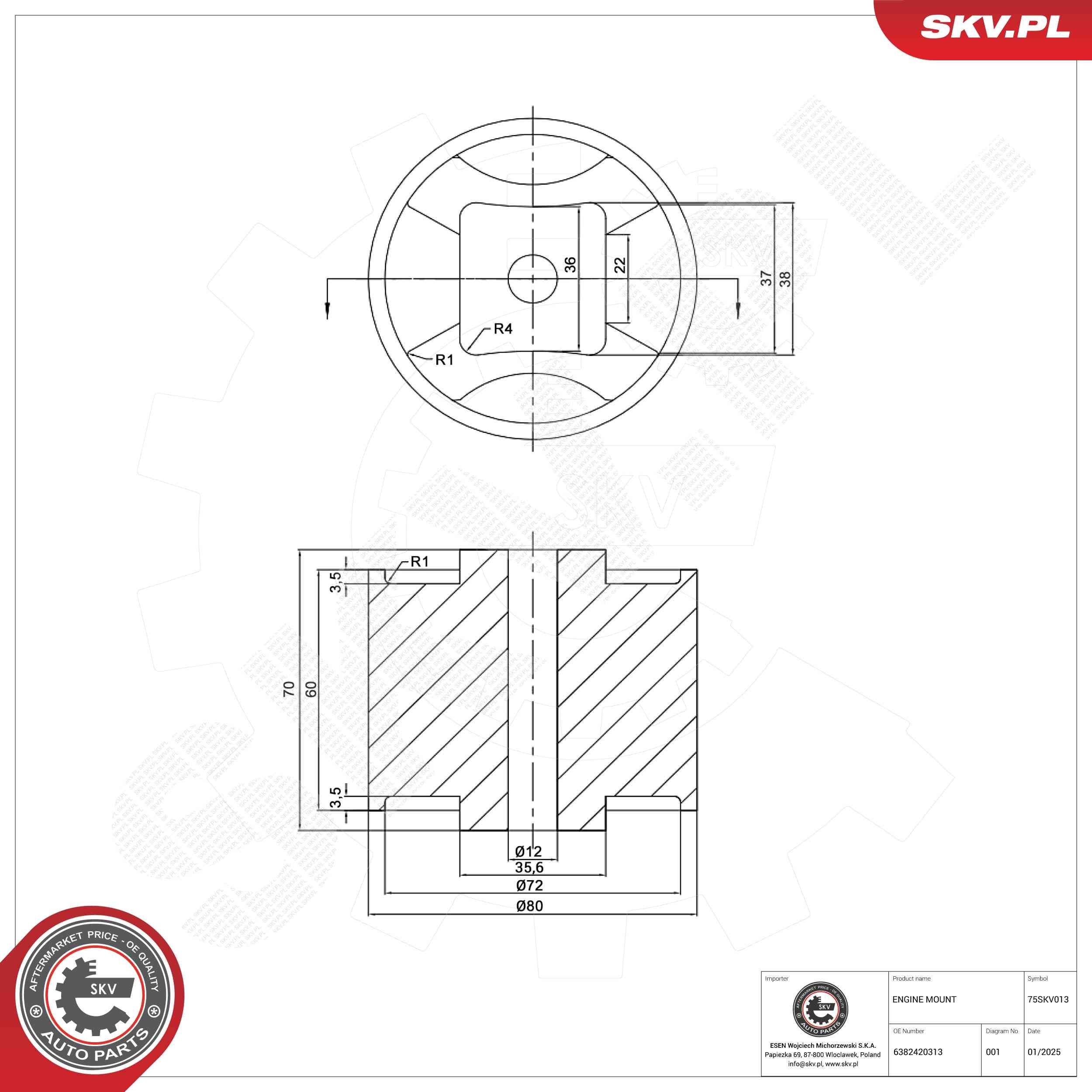 ESEN SKV Engine mount Article number: 75SKV013 cheaply