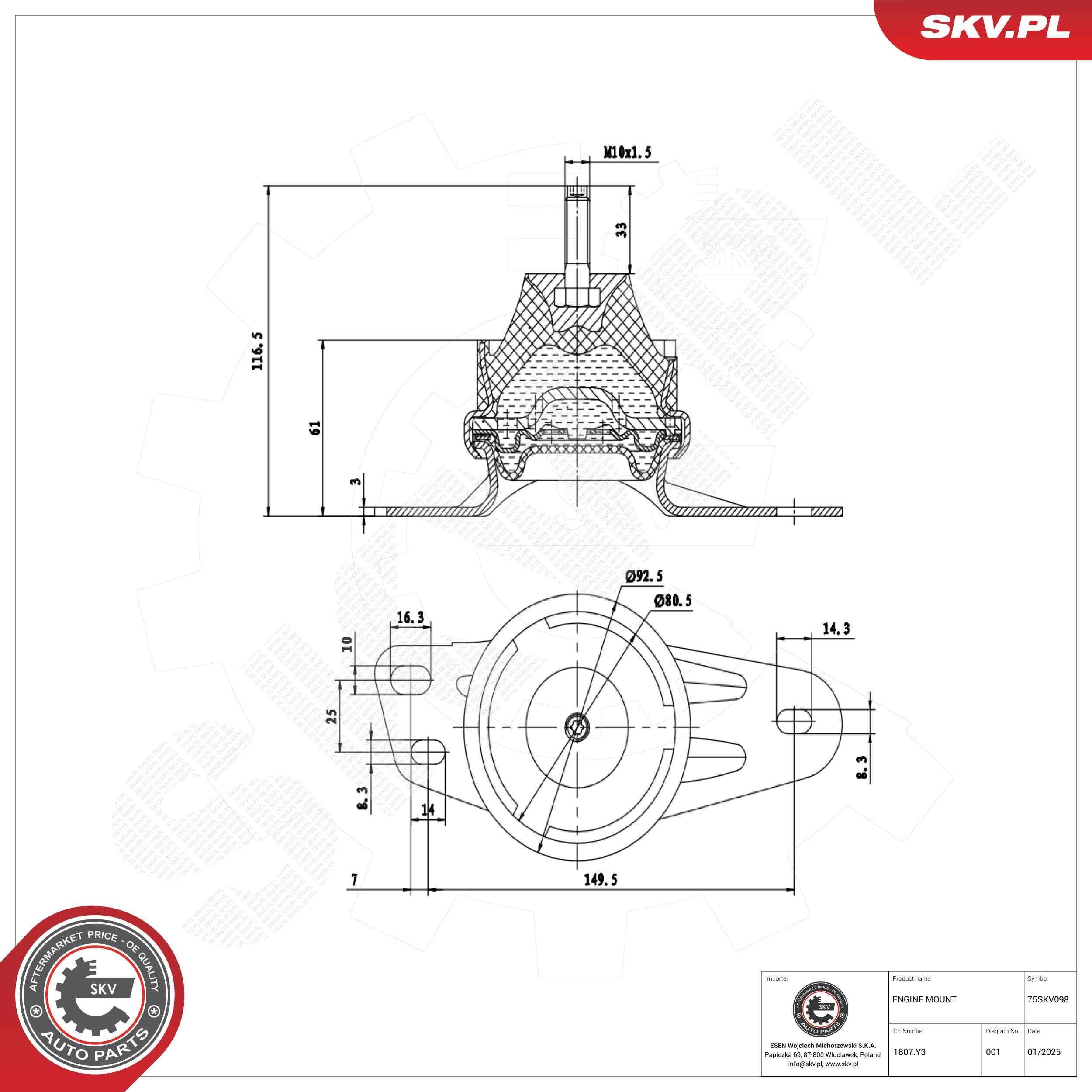 ESEN SKV Engine mount Article number: 75SKV098 cheaply