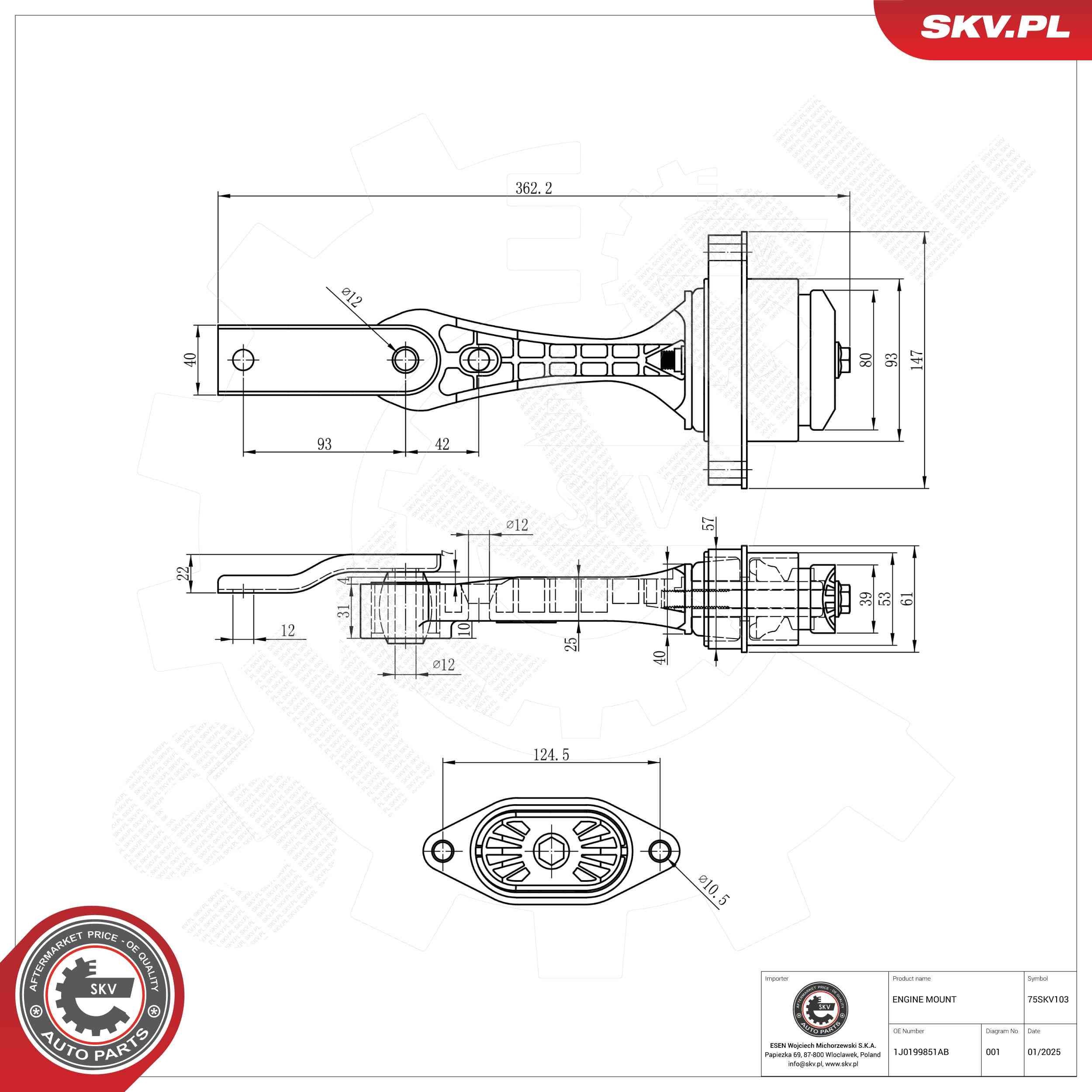 ESEN SKV Engine mount Article number: 75SKV103 cheaply