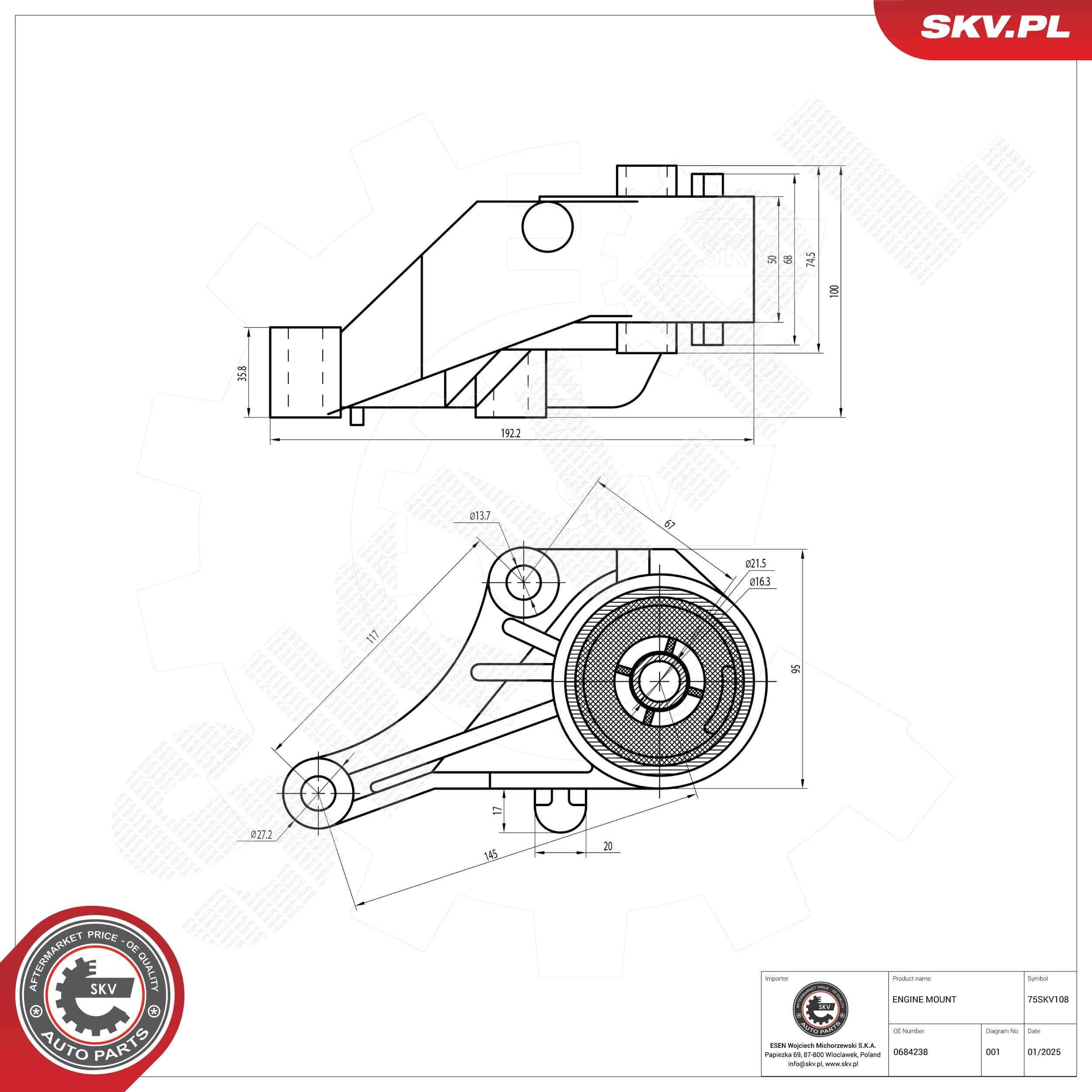 ESEN SKV Engine mount Article number: 75SKV108 cheaply