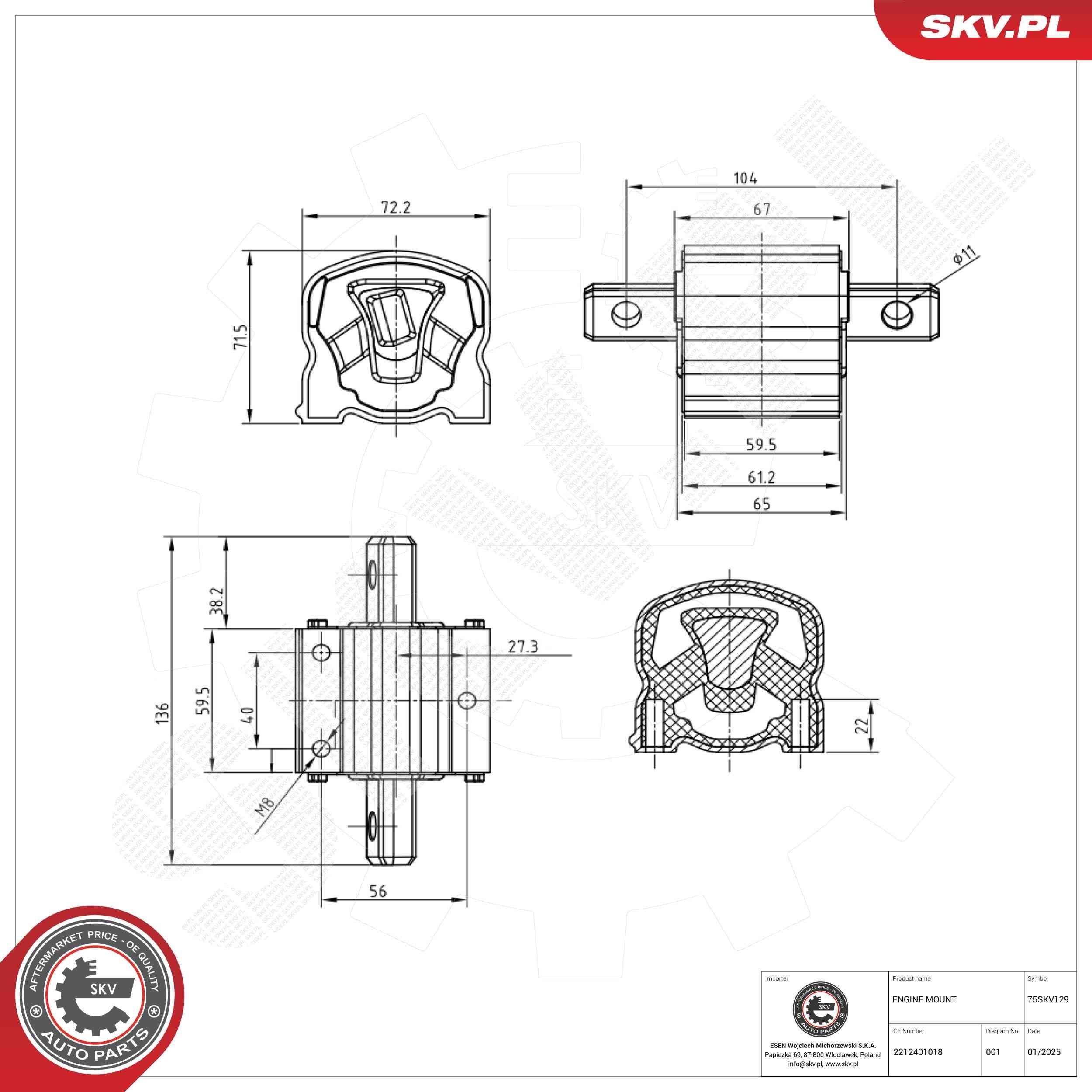 ESEN SKV Engine mount Article number: 75SKV129 cheaply