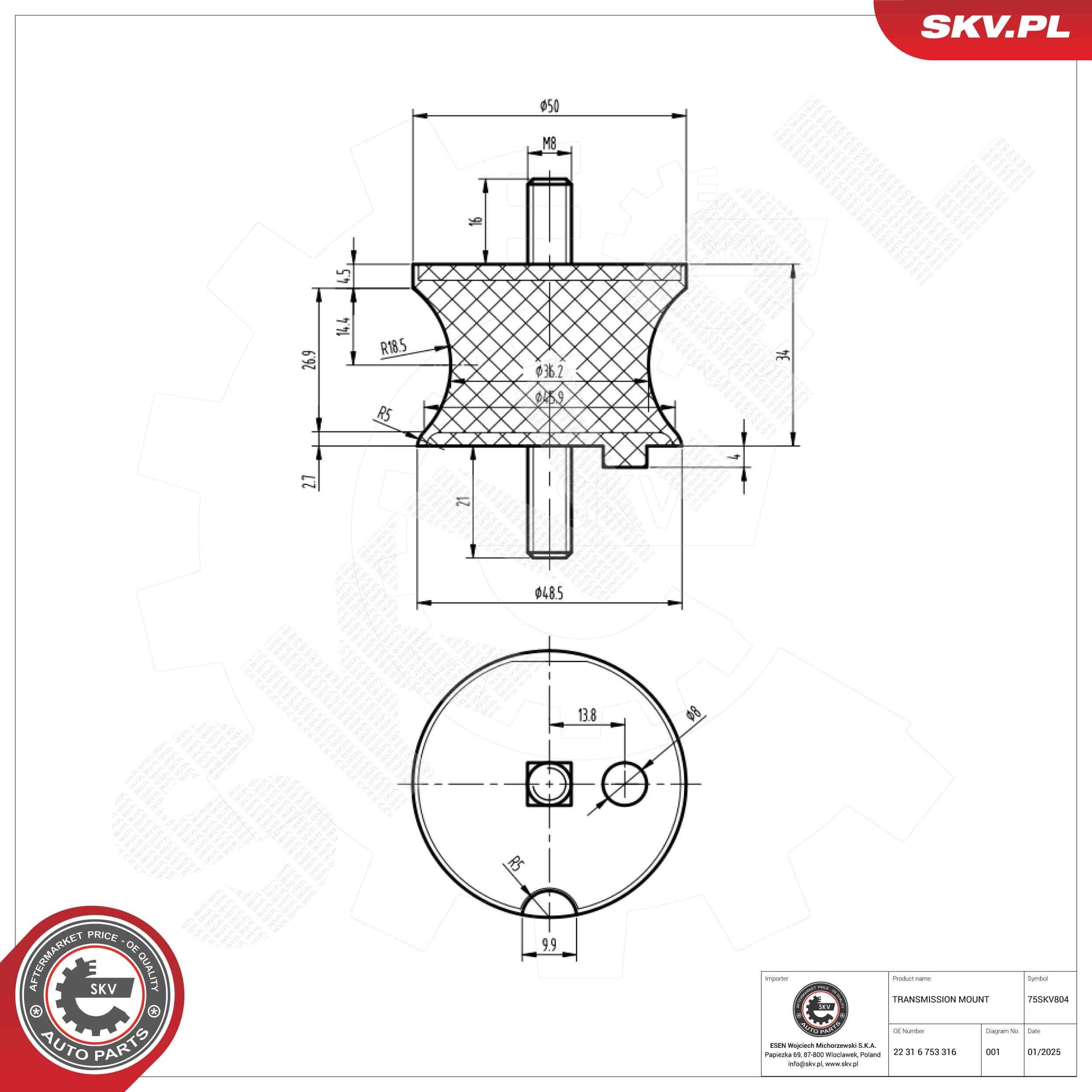ESEN SKV Mounting, automatic transmission Article number: 75SKV804 cheaply