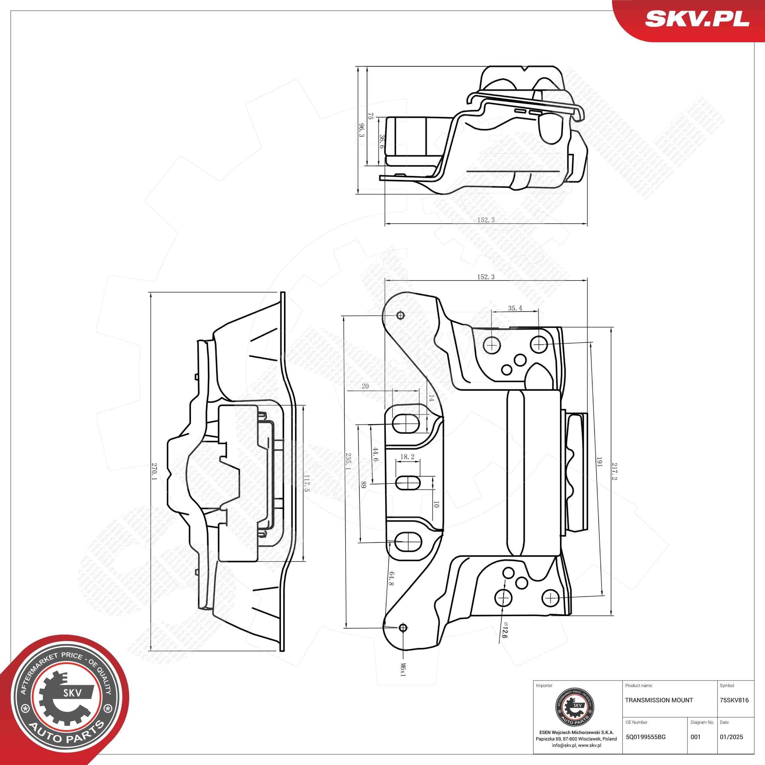 ESEN SKV Mounting, automatic transmission Article number: 75SKV816 cheaply