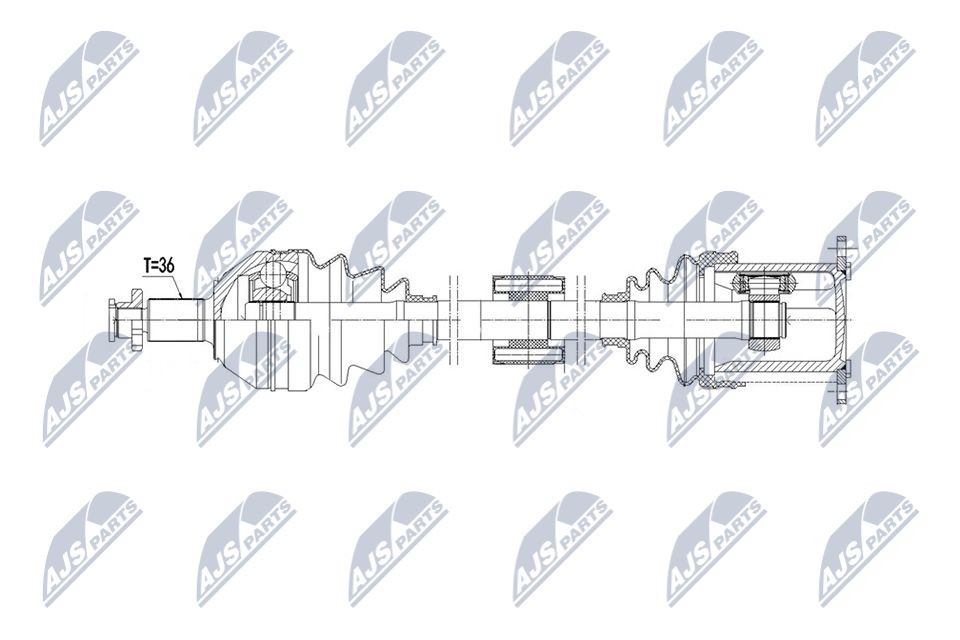 NTY Drive shaft Article number: NPW-VW-225 cheaply