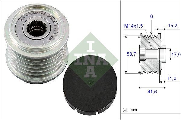 INA Alternator Freewheel Clutch Article number: 535 0031 10 cheaply