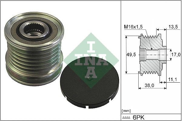 INA Alternator Freewheel Clutch Article number: 535 0166 10 cheaply