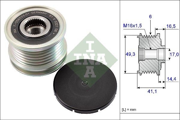 INA Alternator Freewheel Clutch Article number: 535 0178 10 cheaply