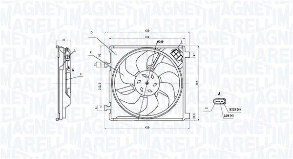 MAGNETI MARELLI Kjølevifte artikkelnummer: 069422896010 billig
