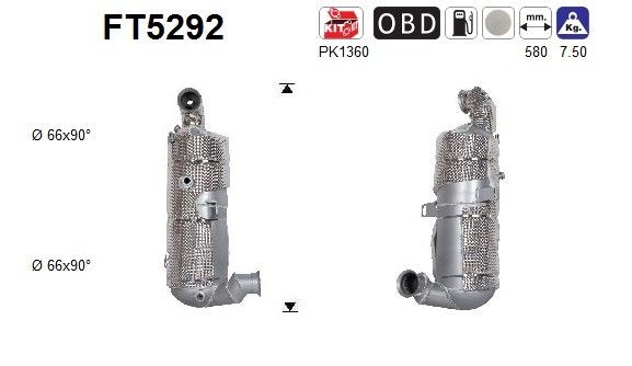 AS Diesel particulate filter Article number: FT5292 cheaply