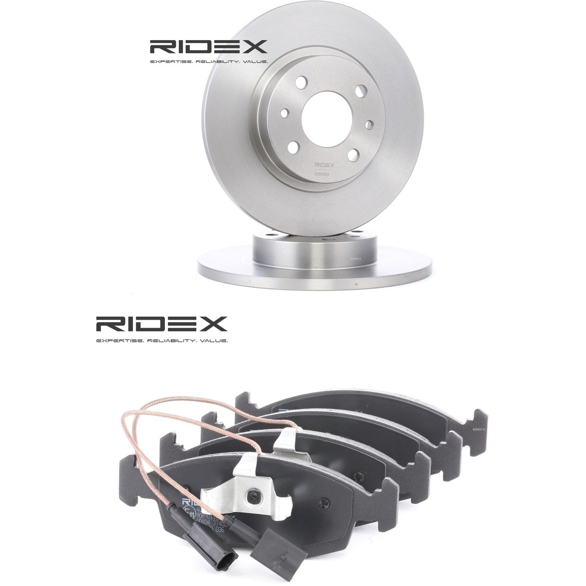 RIDEX Brake discs and pads set Article number: 3405B3390 cheaply