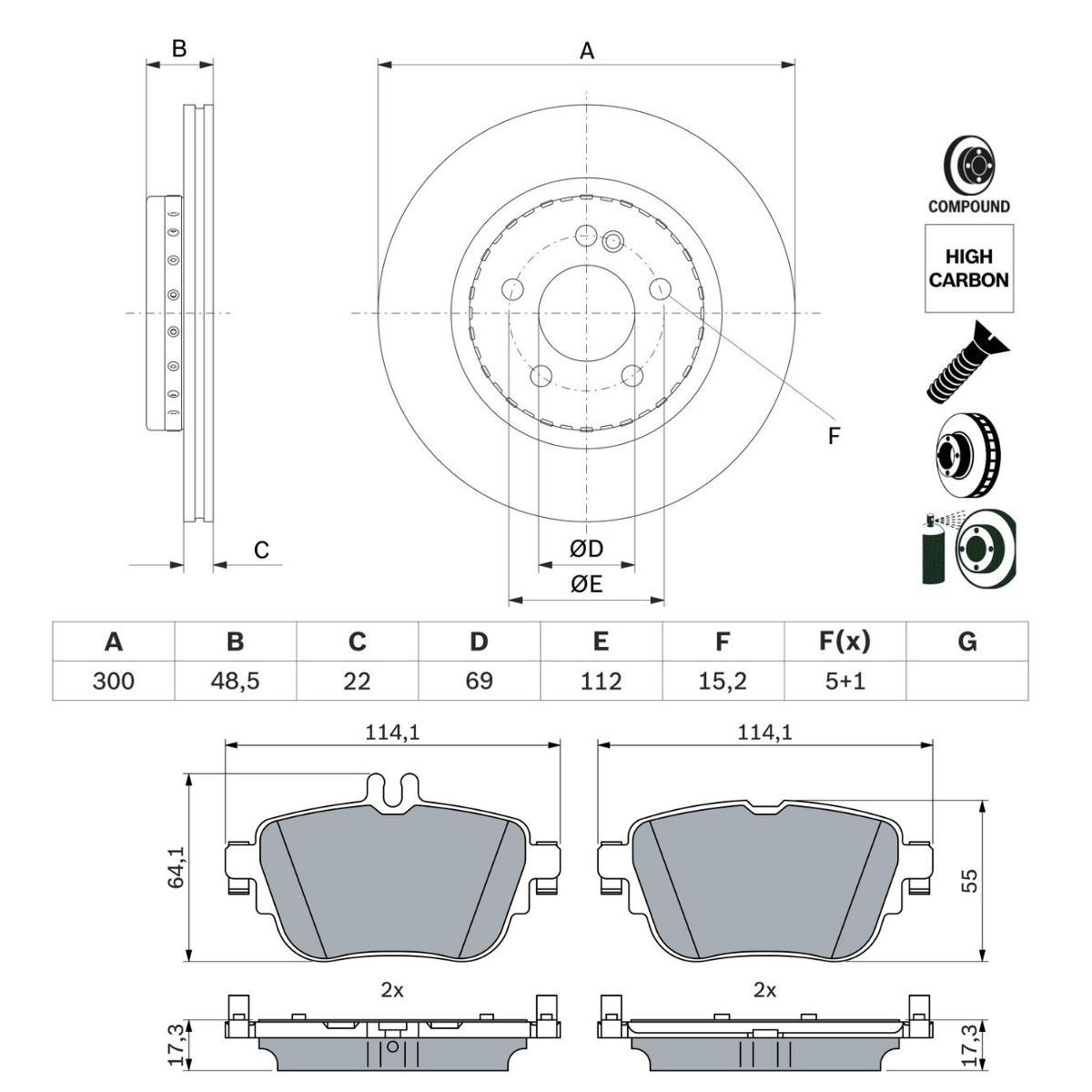 BOSCH Brake discs and pads set Article number: BSH3405N0180 cheaply