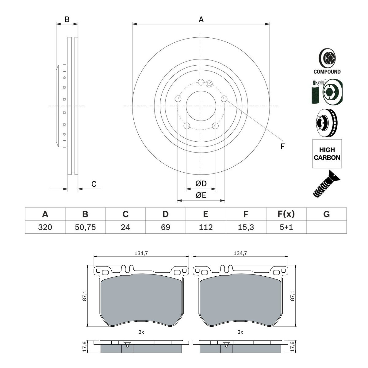 BOSCH Brake discs and pads set Article number: BSH3405N0228 cheaply