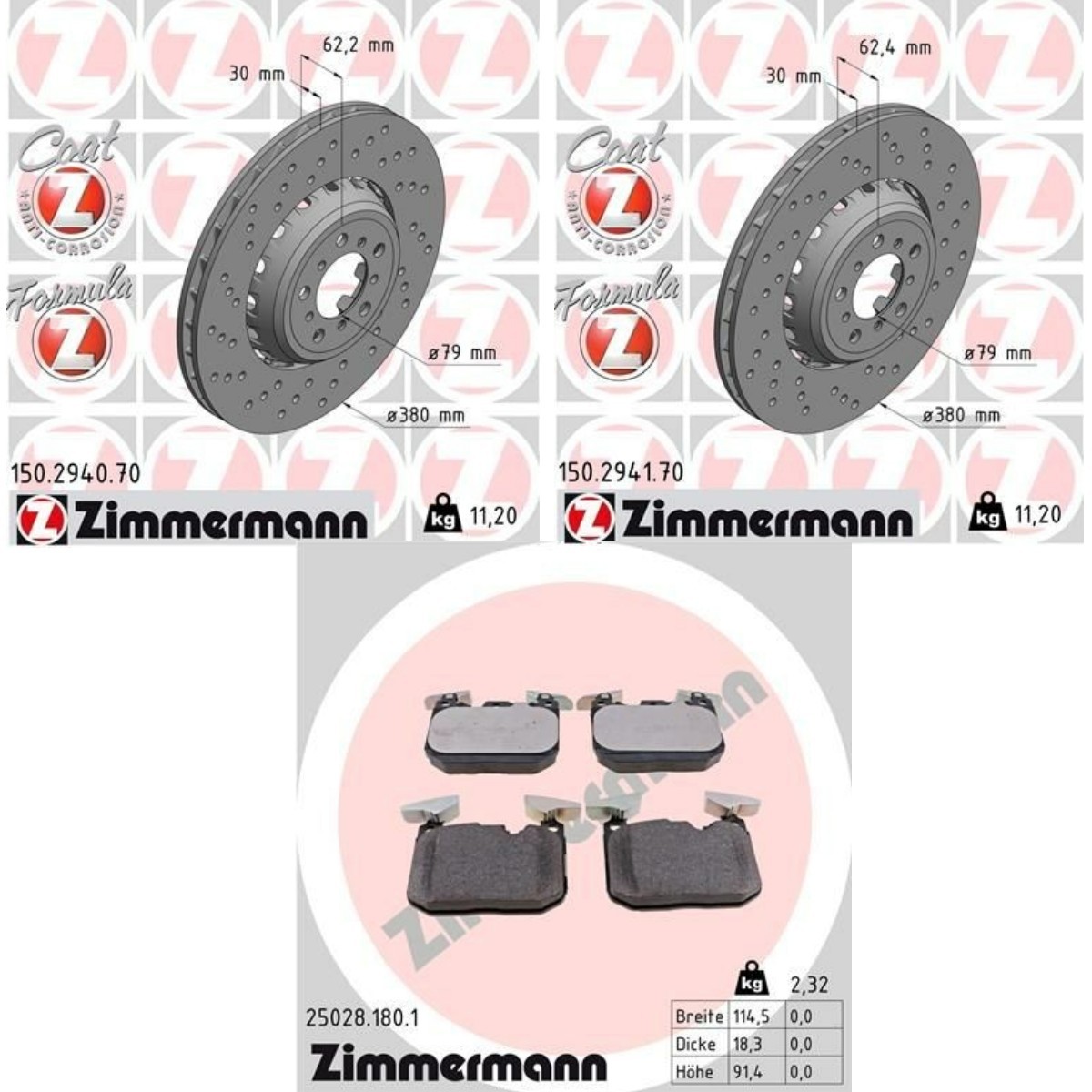 ZIMMERMANN Brake discs and pads set Article number: ZMN3405N0005 cheaply