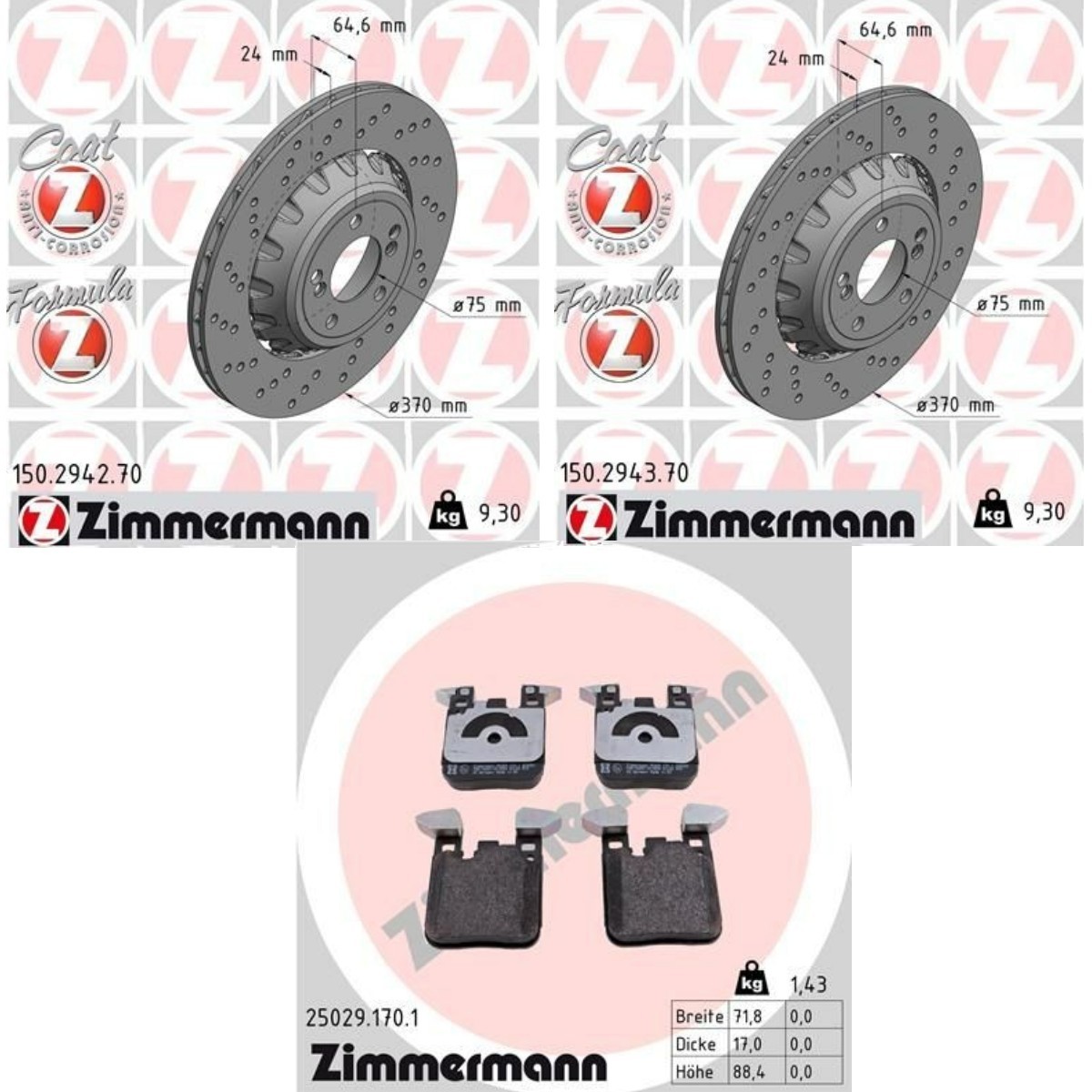 ZIMMERMANN Brake discs and pads set Article number: ZMN3405N0006 cheaply