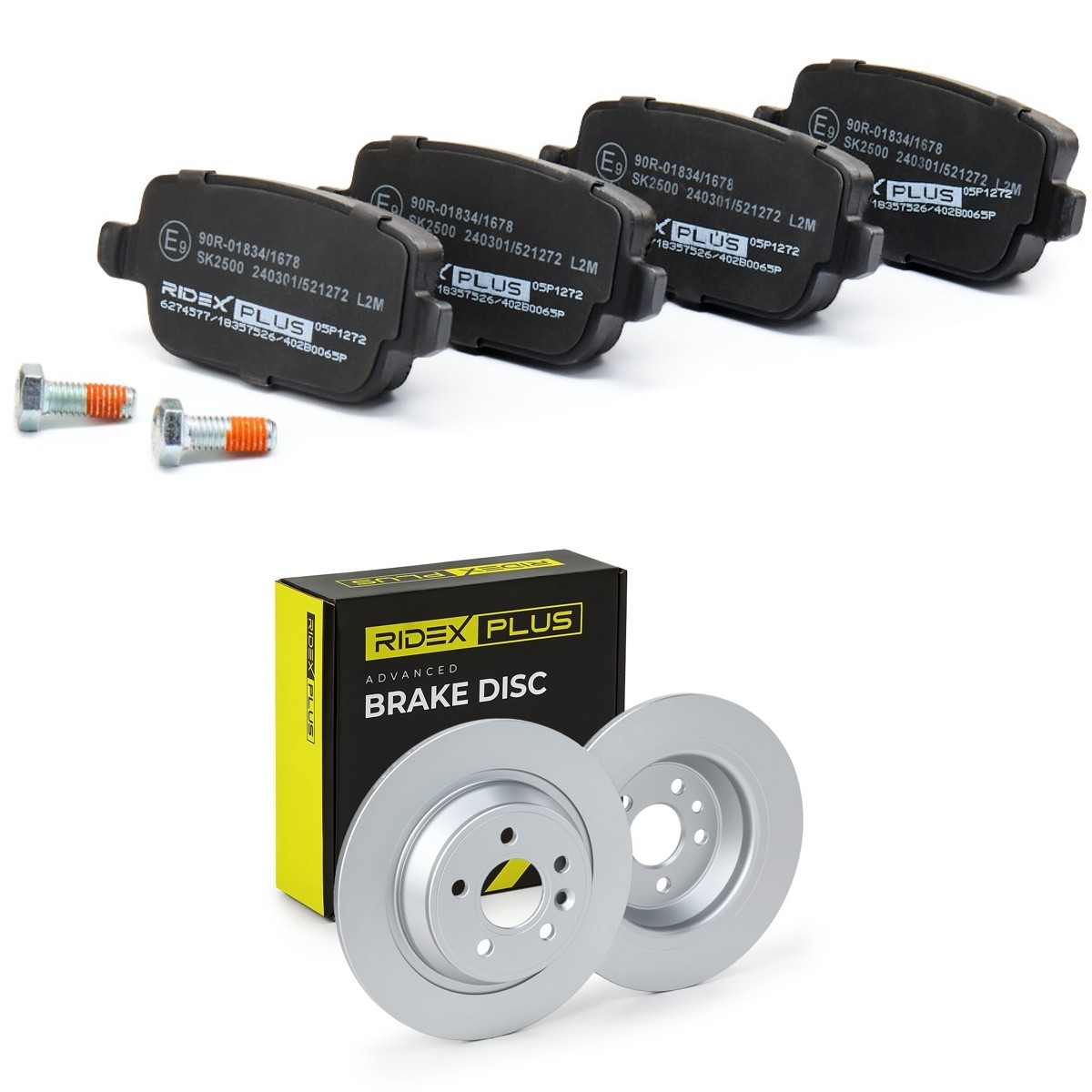 RIDEX PLUS Brake discs and pads set Article number: 3405B0043P cheaply