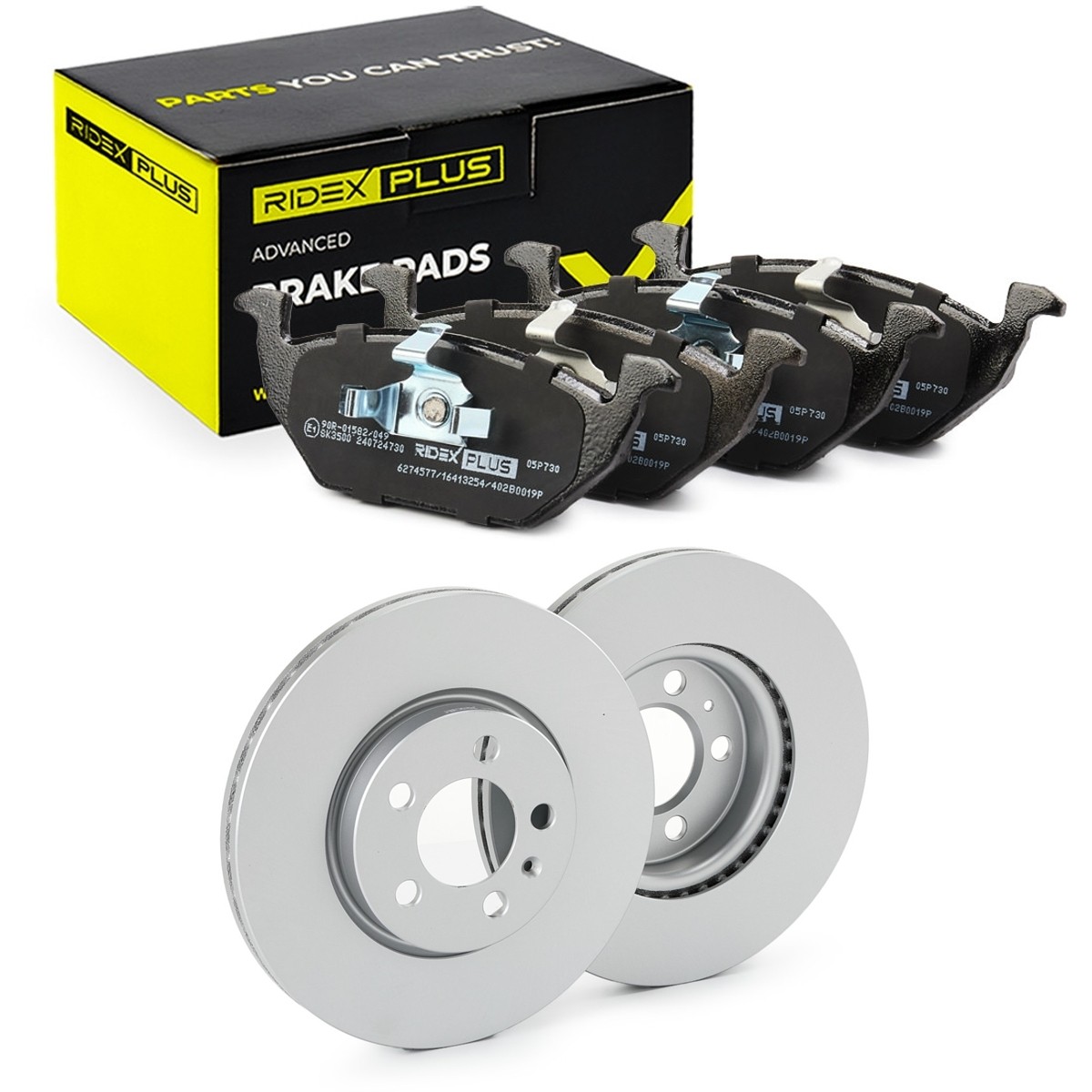 RIDEX PLUS Brake discs and pads set Article number: 3405B2124P cheaply