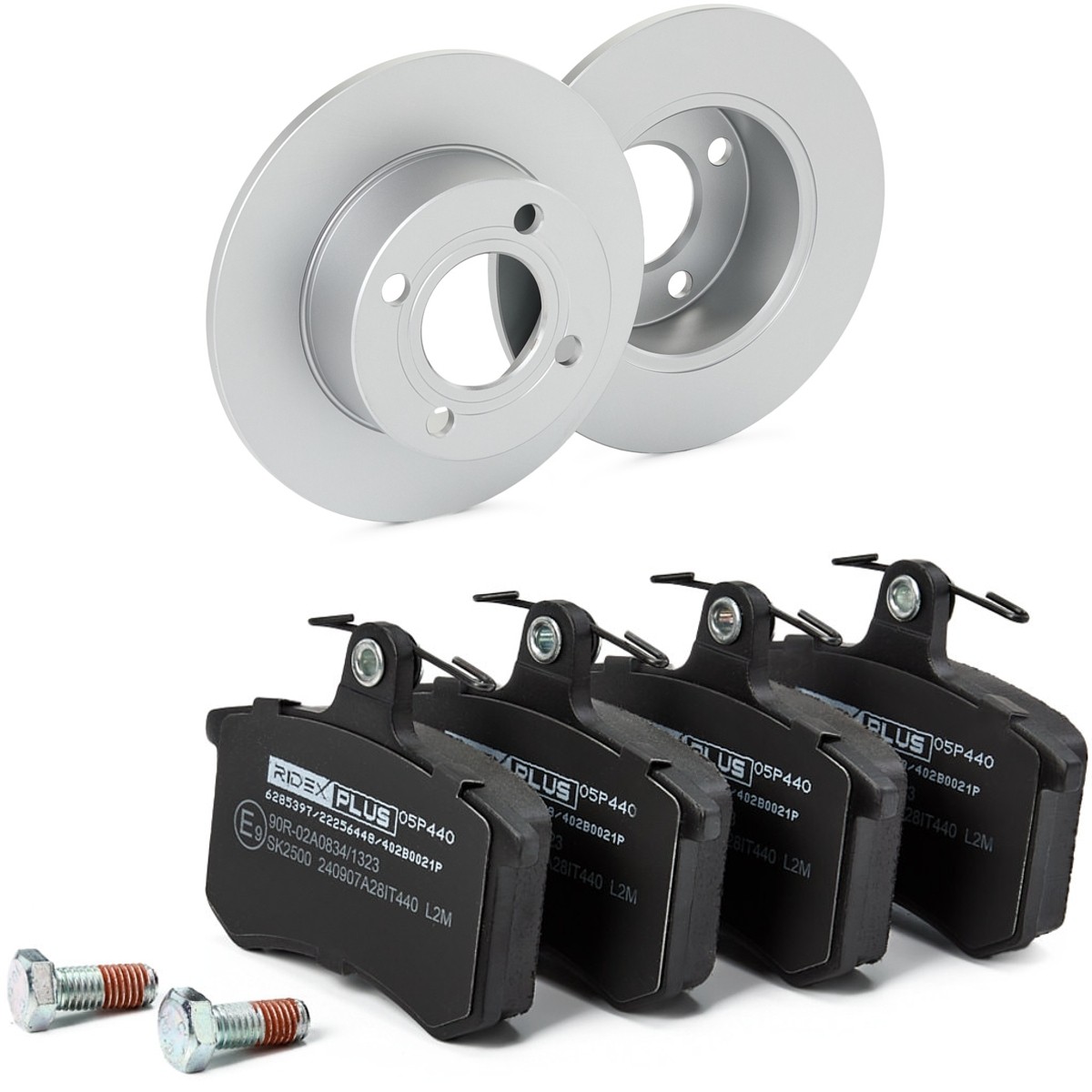 RIDEX PLUS Brake discs and pads set Article number: 3405B0338P cheaply