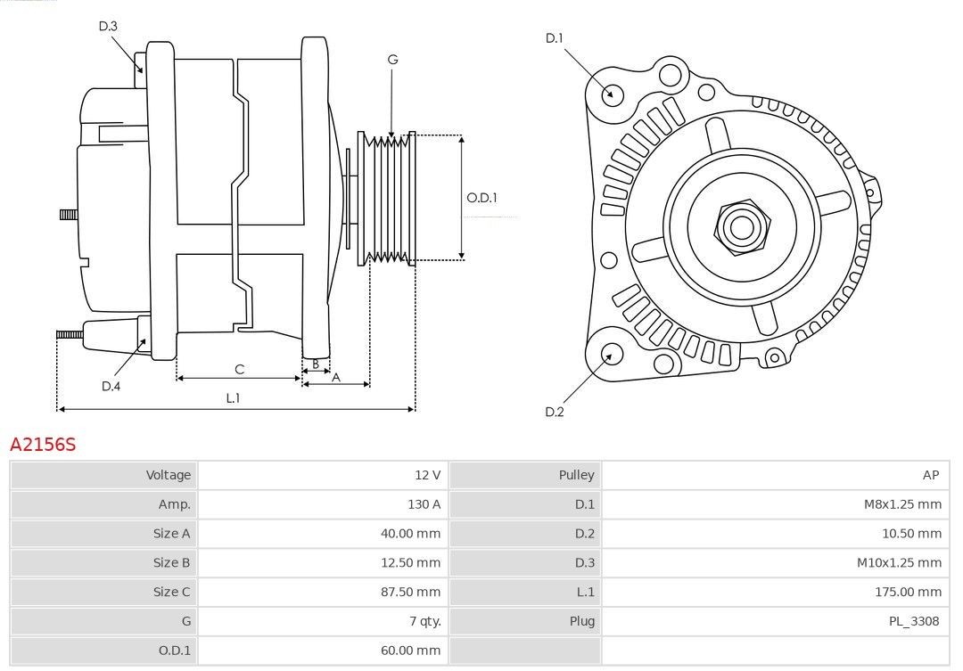 AS-PL Alternator Article number: A2156S cheaply