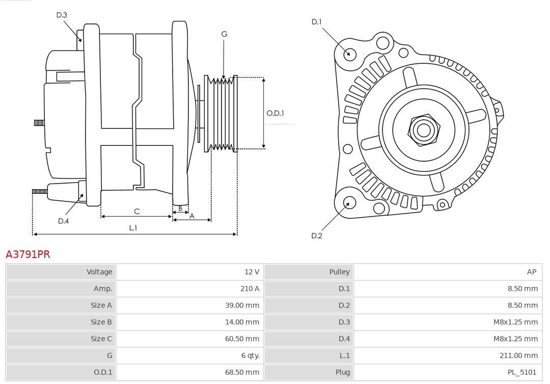 AS-PL Generaator Artikli number: A3791PR soodsalt
