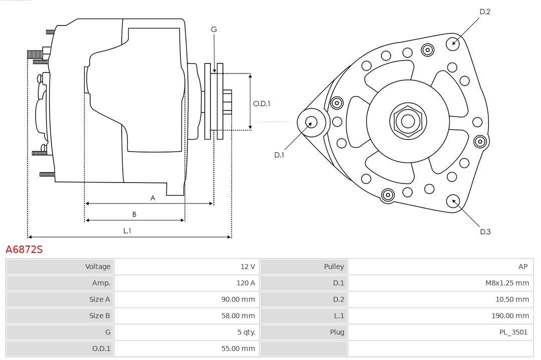 AS-PL Alternator Article number: A6872S cheaply