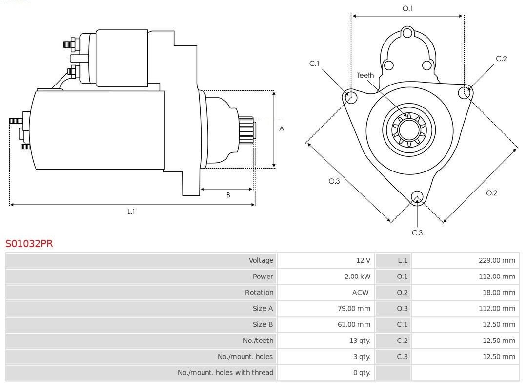 AS-PL Starter motor Article number: S01032PR cheaply