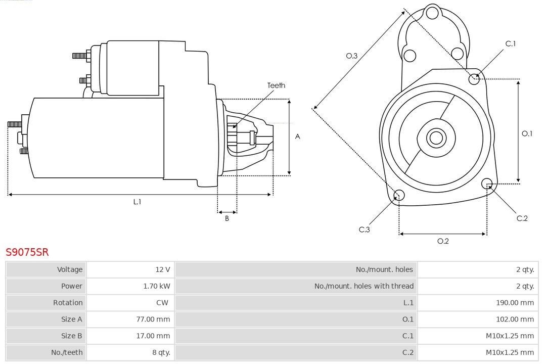 AS-PL Starter Artikli number: S9075SR soodsalt