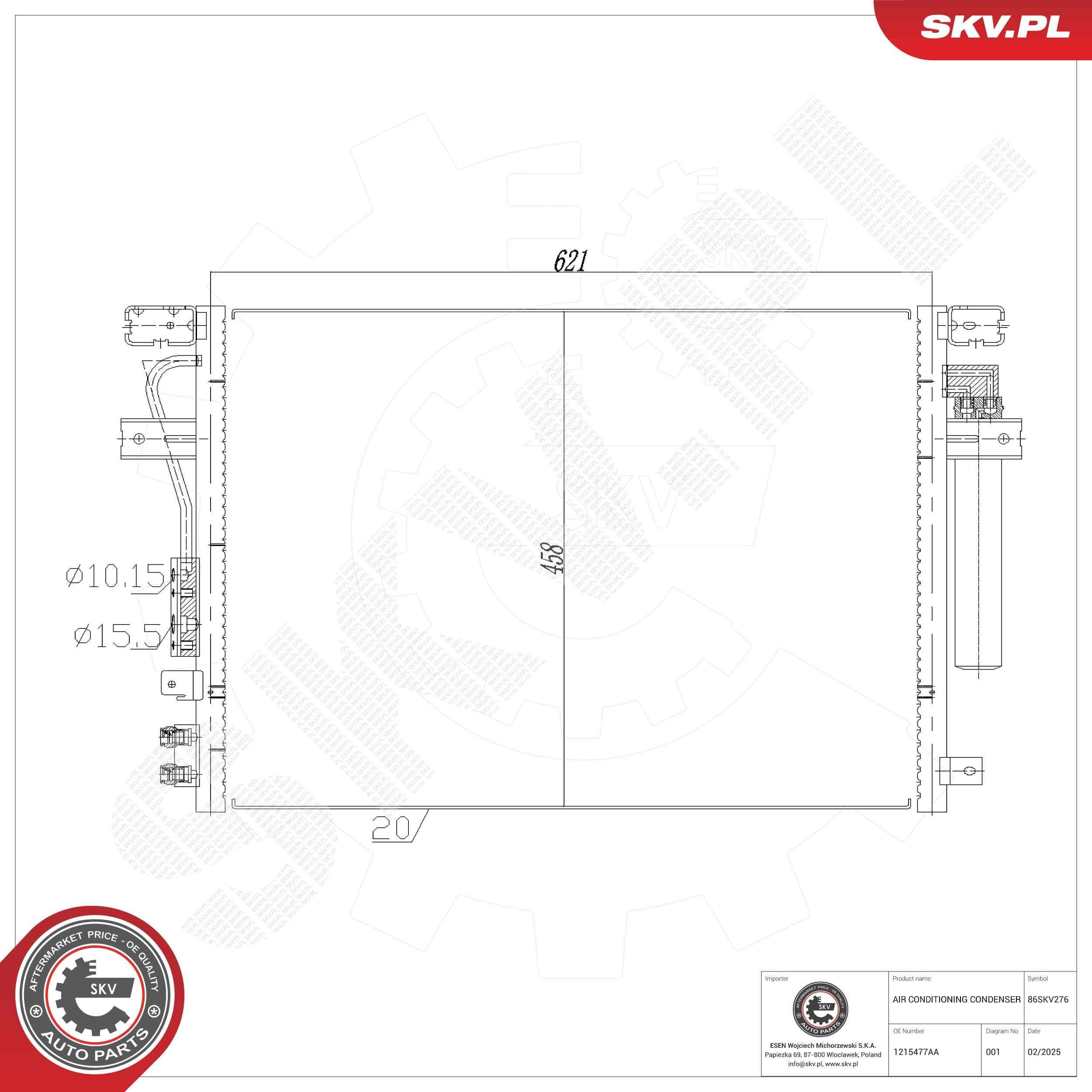 ESEN SKV Air conditioning condenser Article number: 86SKV276 cheaply