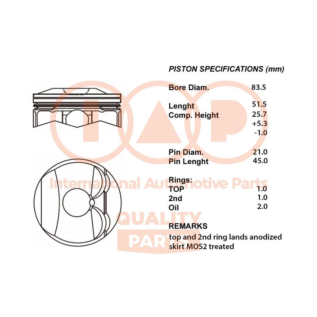 IAP QUALITY PARTS Piston Article number: 100-11114 cheaply