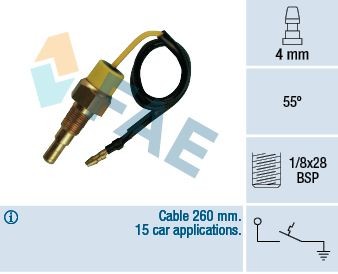 FAE 35790 Temperature Switch, coolant warning lamp COMBO 1.7 D 60 PS Diesel 2001