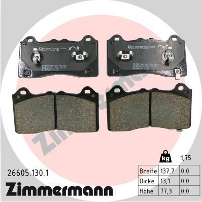 ZIMMERMANN Brake pad set Article number: 26605.130.1 cheaply