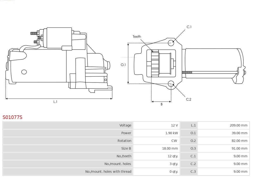 AS-PL Starter motor Article number: S01077S cheaply
