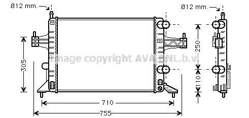 AVA COOLING SYSTEMS Engine radiator Article number: OL2303 cheaply