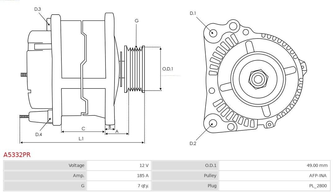 AS-PL Alternator Article number: A5332PR cheaply