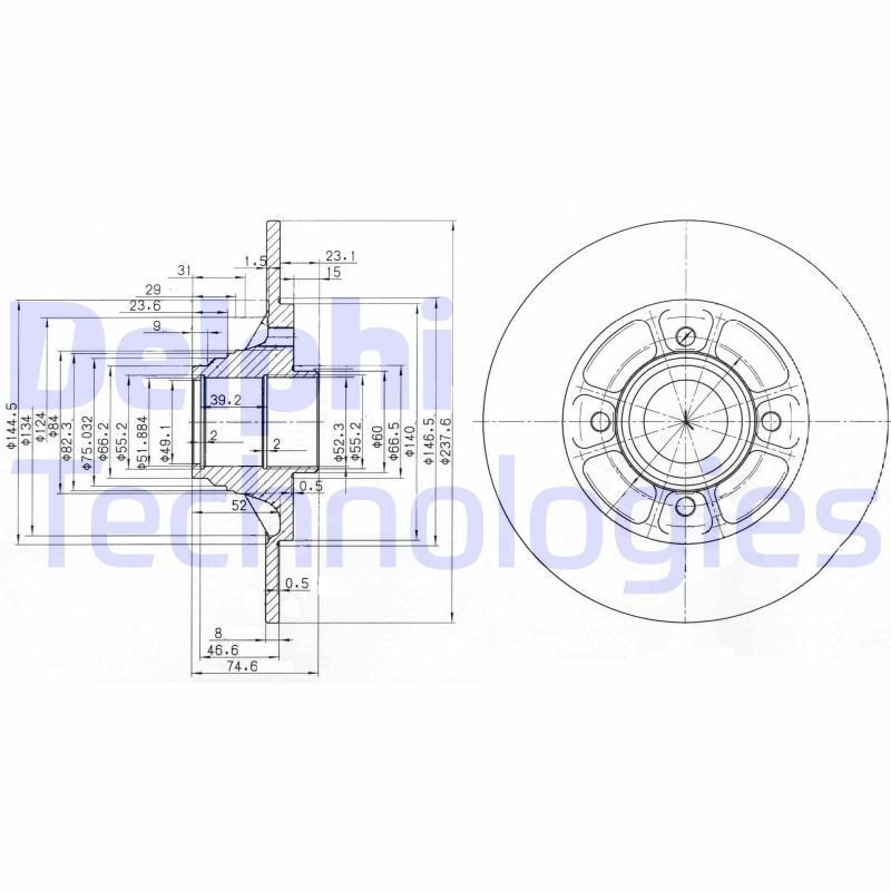 DELPHI Brake disc Article number: BG2638 cheaply